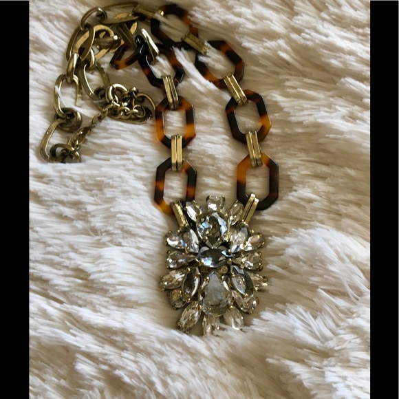 FINAL SALE Tortoise Shell Crystal Pendant Necklace - Picture 3 of 7