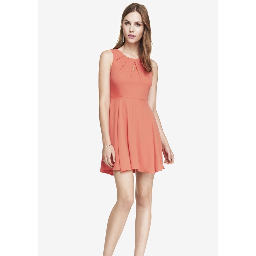 Express Keyhole pleated fit and flare dress