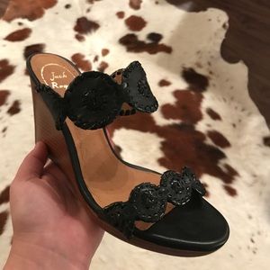 BRAND NEW Jack Rogers Black Luccia Wedge, US 8