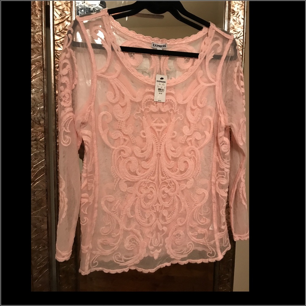Embroidered Damask Sheer Top