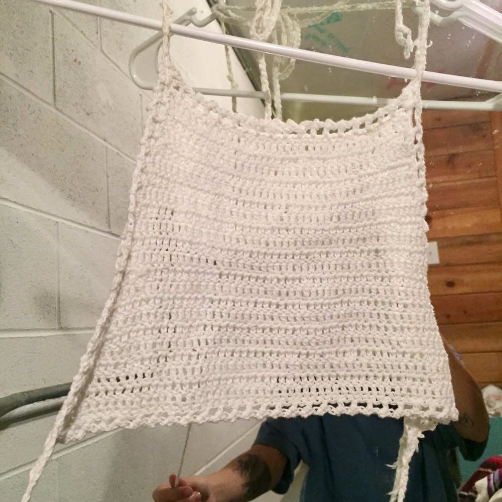 White crochet halter top bikini