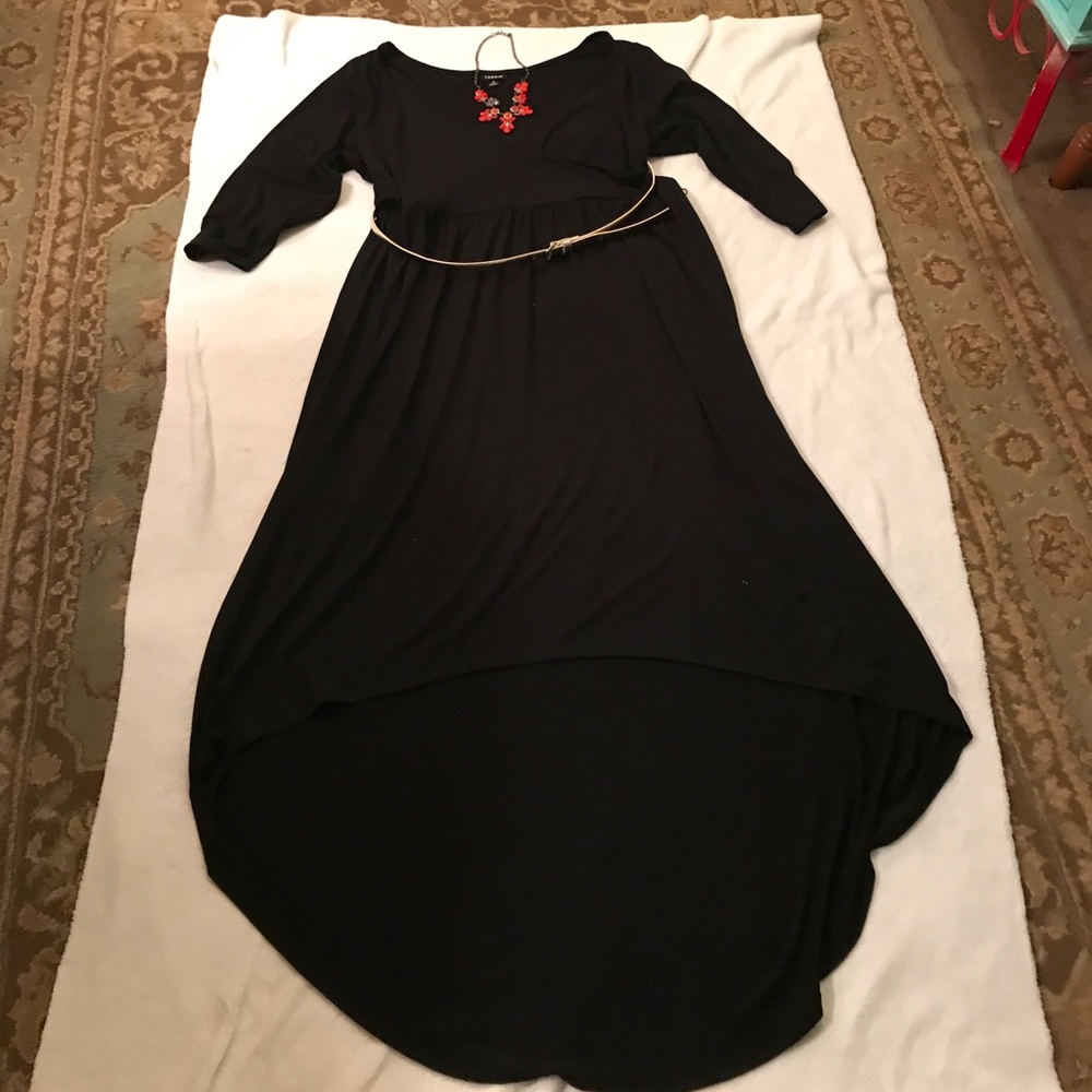 Torrid Surplice Mock Wrap High Low Black Dress