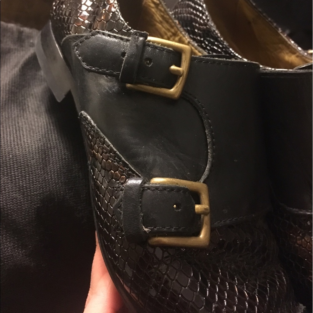 Billy Reid Snakeskin Embossed Double Monkstraps - Picture 2 of 3