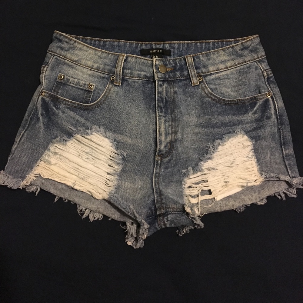 distressed F21 high waisted shorts