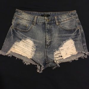 distressed F21 high waisted shorts