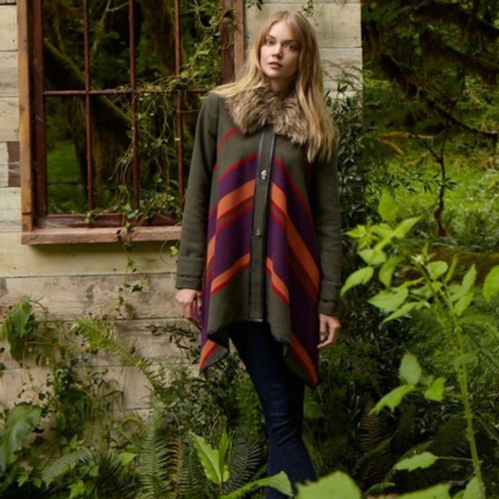 Anthropologie fur lined collar coat