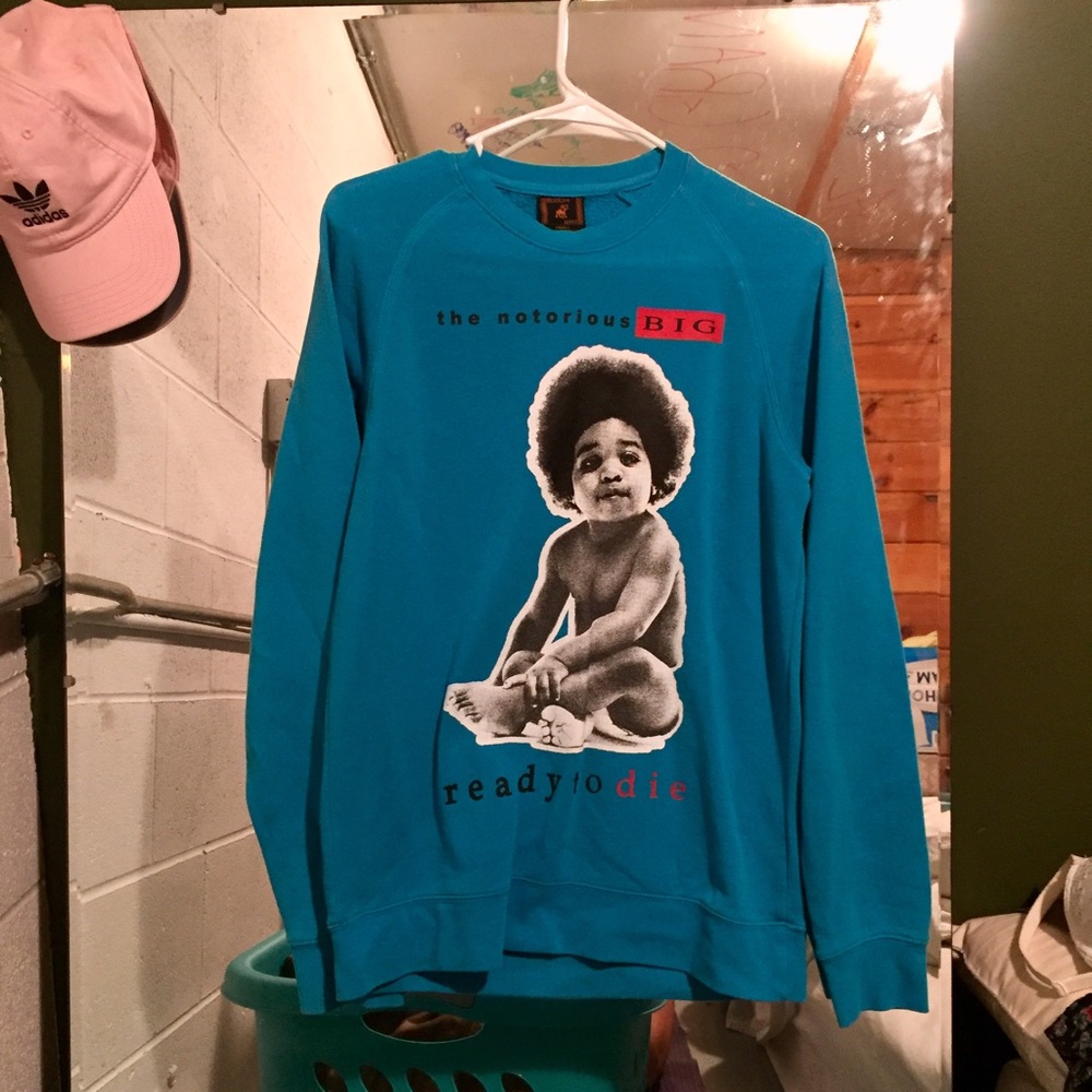 Blue biggie smalls sweat shirt