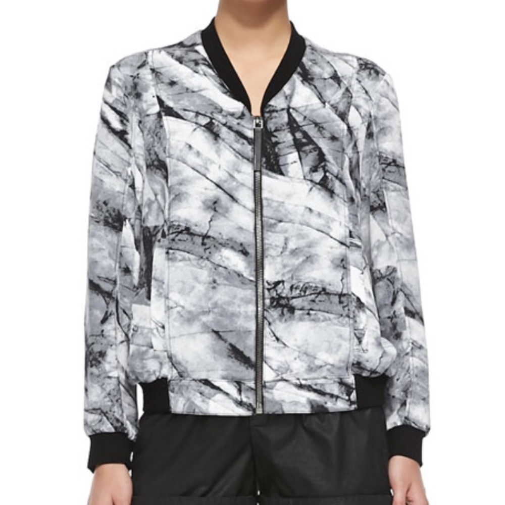 HELMUT LANG Terrene Marble Print Bomber Jacket