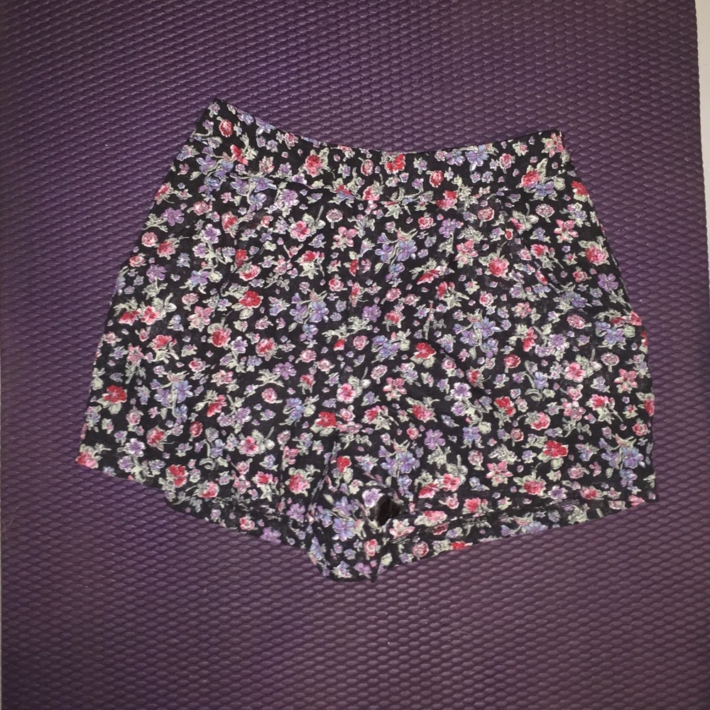 High waisted floral shorts