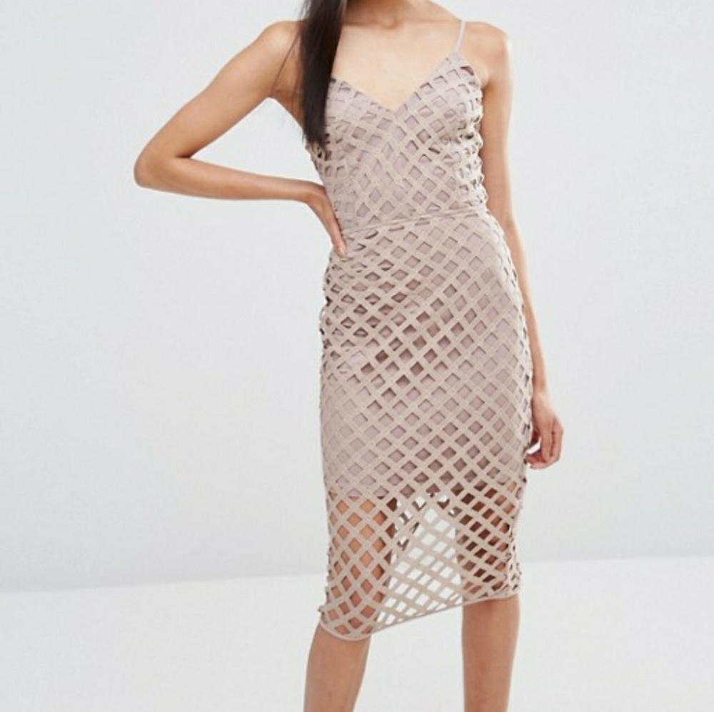 Missguided strappy lattice midi dress