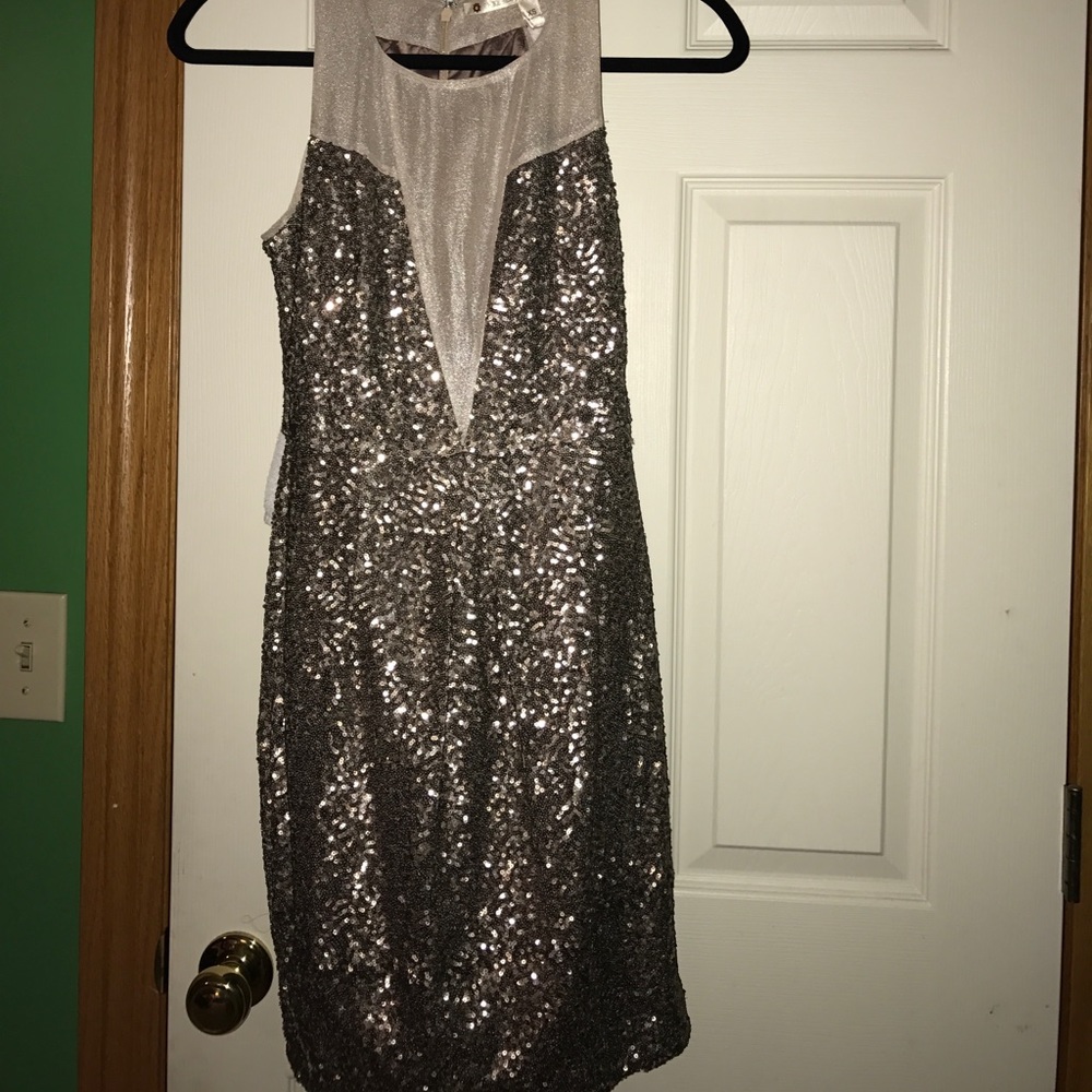 Chelsea and violet sequin gold dress