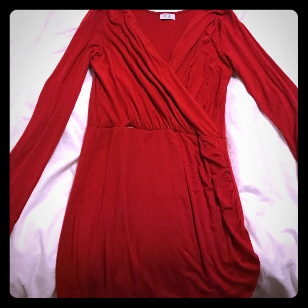 Tobi sexy red dress mid thigh