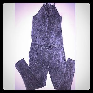 Black denim jumpsuit