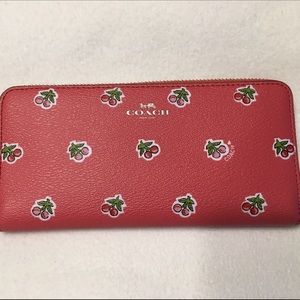 Coach Cherry Print Pink Accordion Wallet