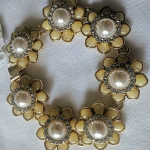 Kate Spade Gold Plated Rhinestone Pearl Bracelet