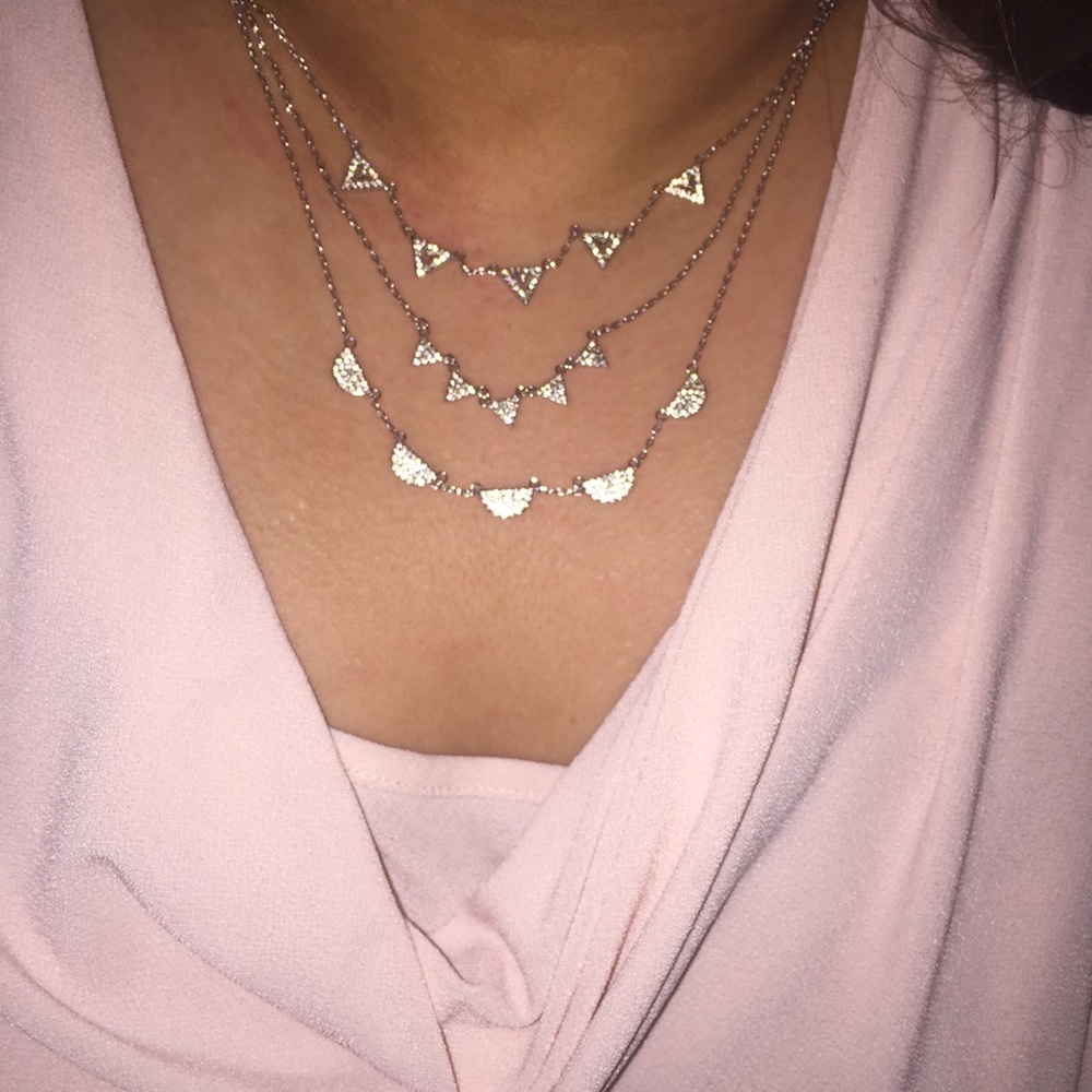 Stella & Dot 3 chain silver necklace