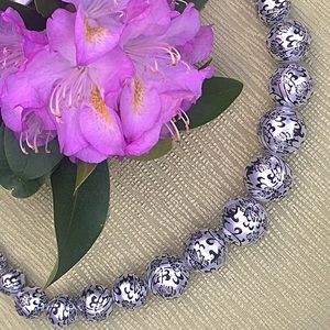 Fabulous silver and black beaded necklace