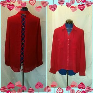 Red latice back High-low shirt