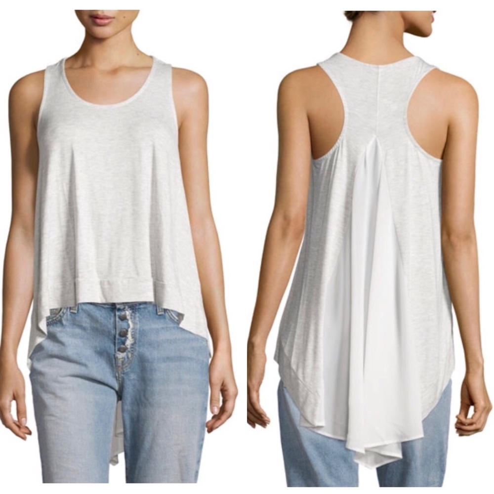 On The Road Sheer Paneled Racerback Tank, Grey