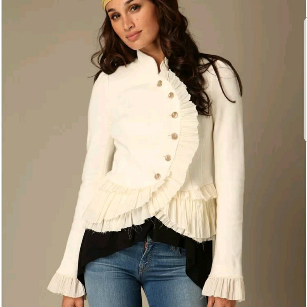 Free People Ruffled Military Jacket