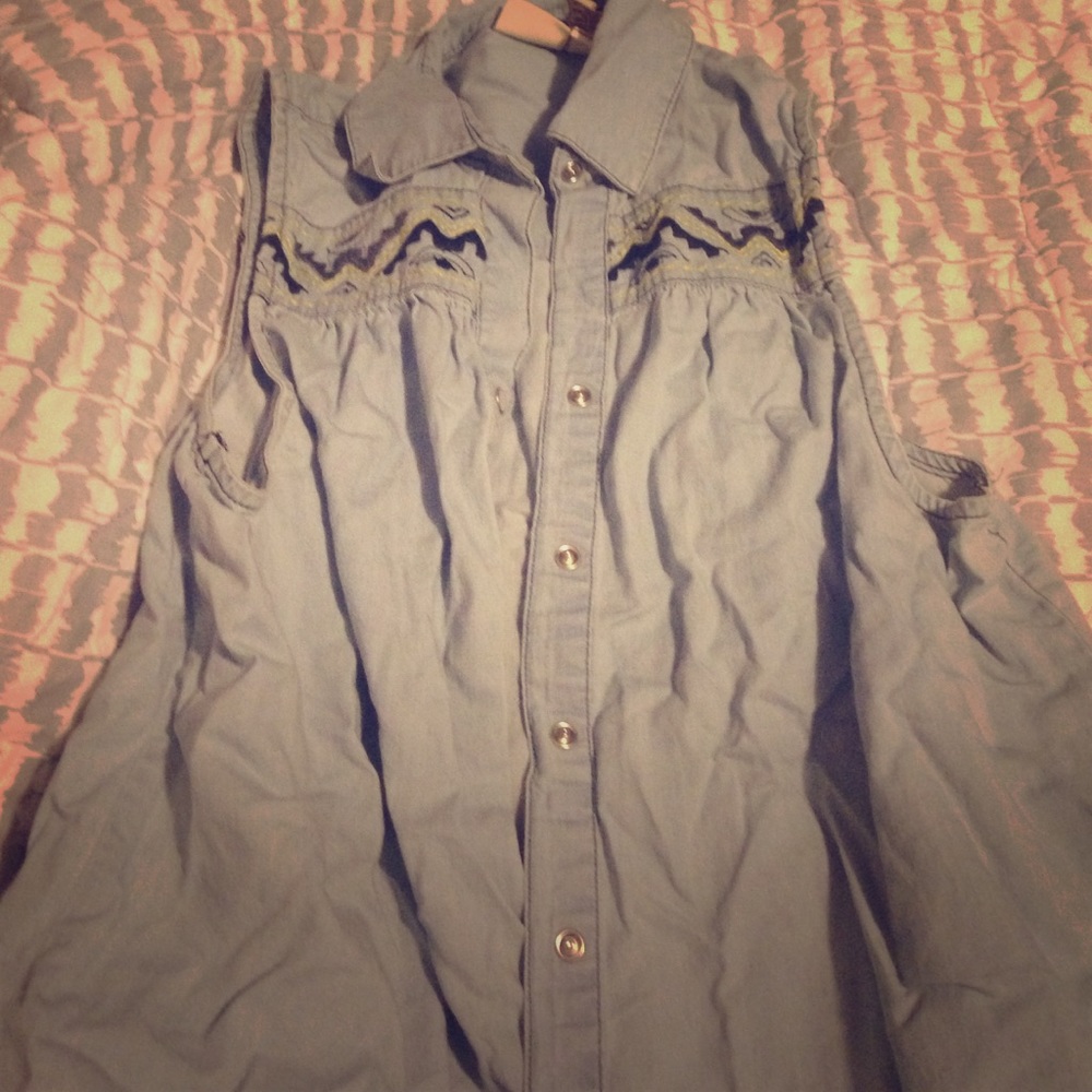 Embroidered Denim Top