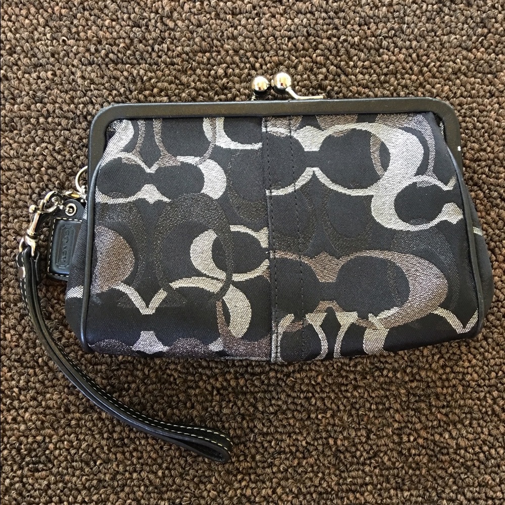 Genuine COACH Sparkly Silver & Black Clutch