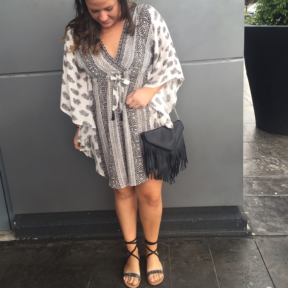 Free People Dresses & Skirts - Free people Cute black and white dress or cover up