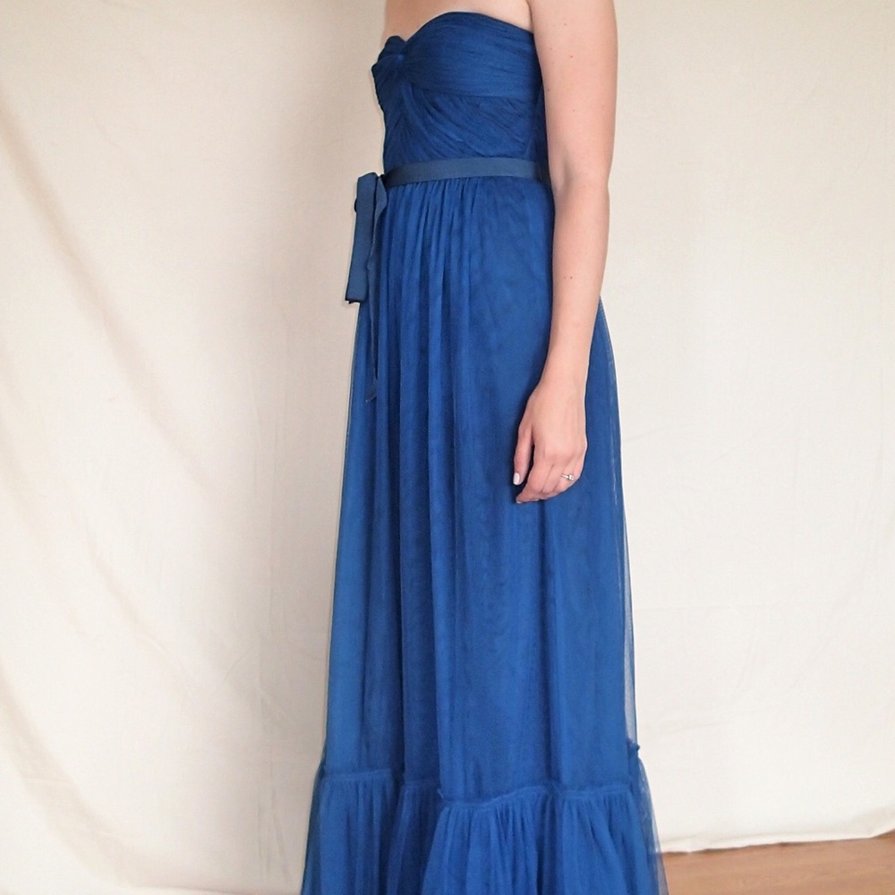 Va Et Vien navy tule full length gown