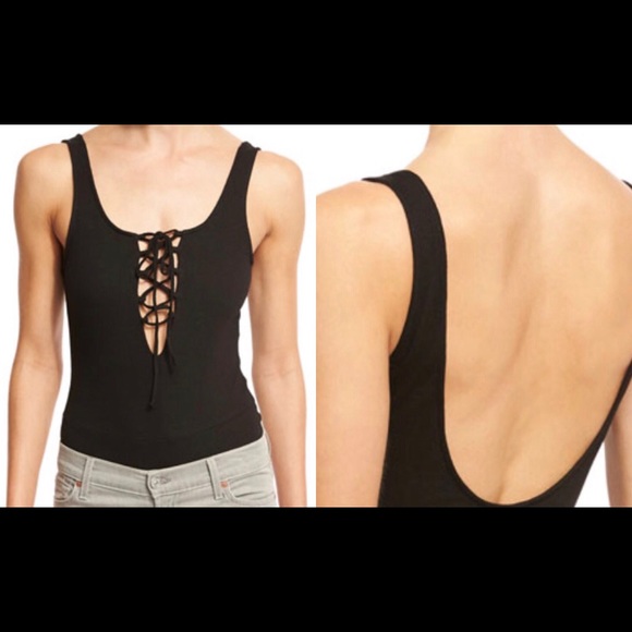 Lucca Couture Lace-up Low Back Sleeveless Bodysuit - Picture 1 of 4