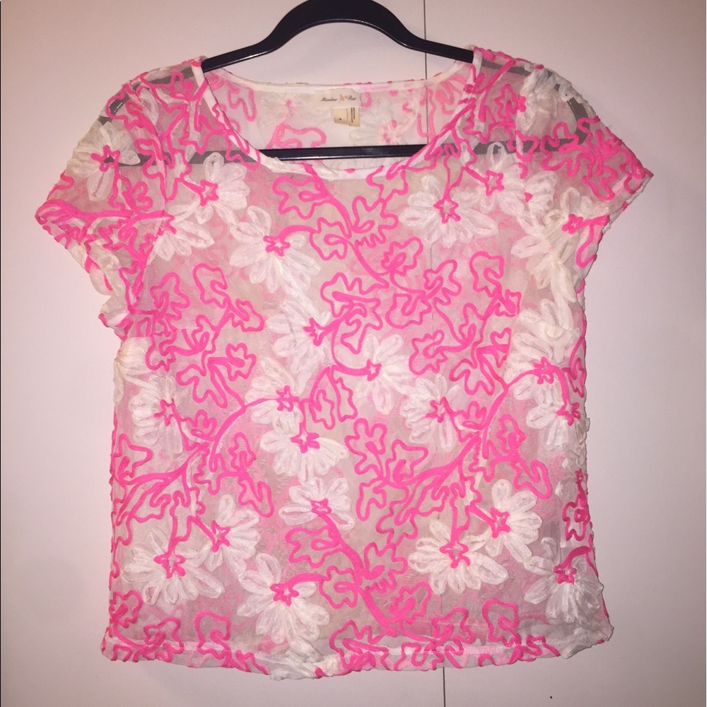 J.Crew Sheer Floral Tee