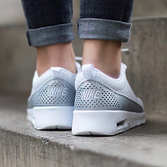 Nike White + Silver Air Max Thea Sneakers - Picture 3 of 8