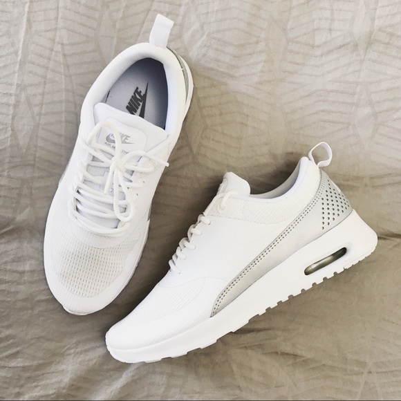Nike White + Silver Air Max Thea Sneakers - Picture 4 of 8