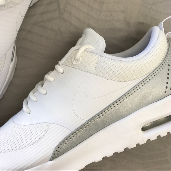 Nike White + Silver Air Max Thea Sneakers - Picture 5 of 8