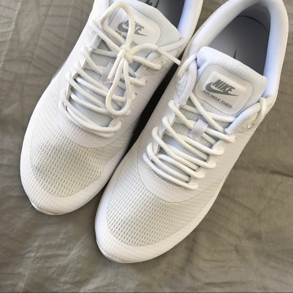 Nike White + Silver Air Max Thea Sneakers - Picture 6 of 8