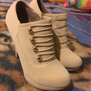 Nude suede booties