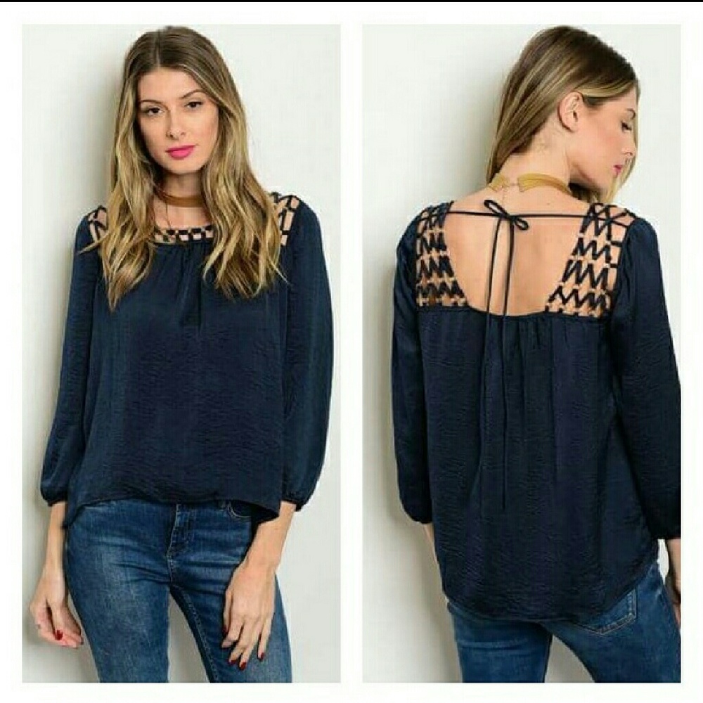 Navy Blue Caged Top