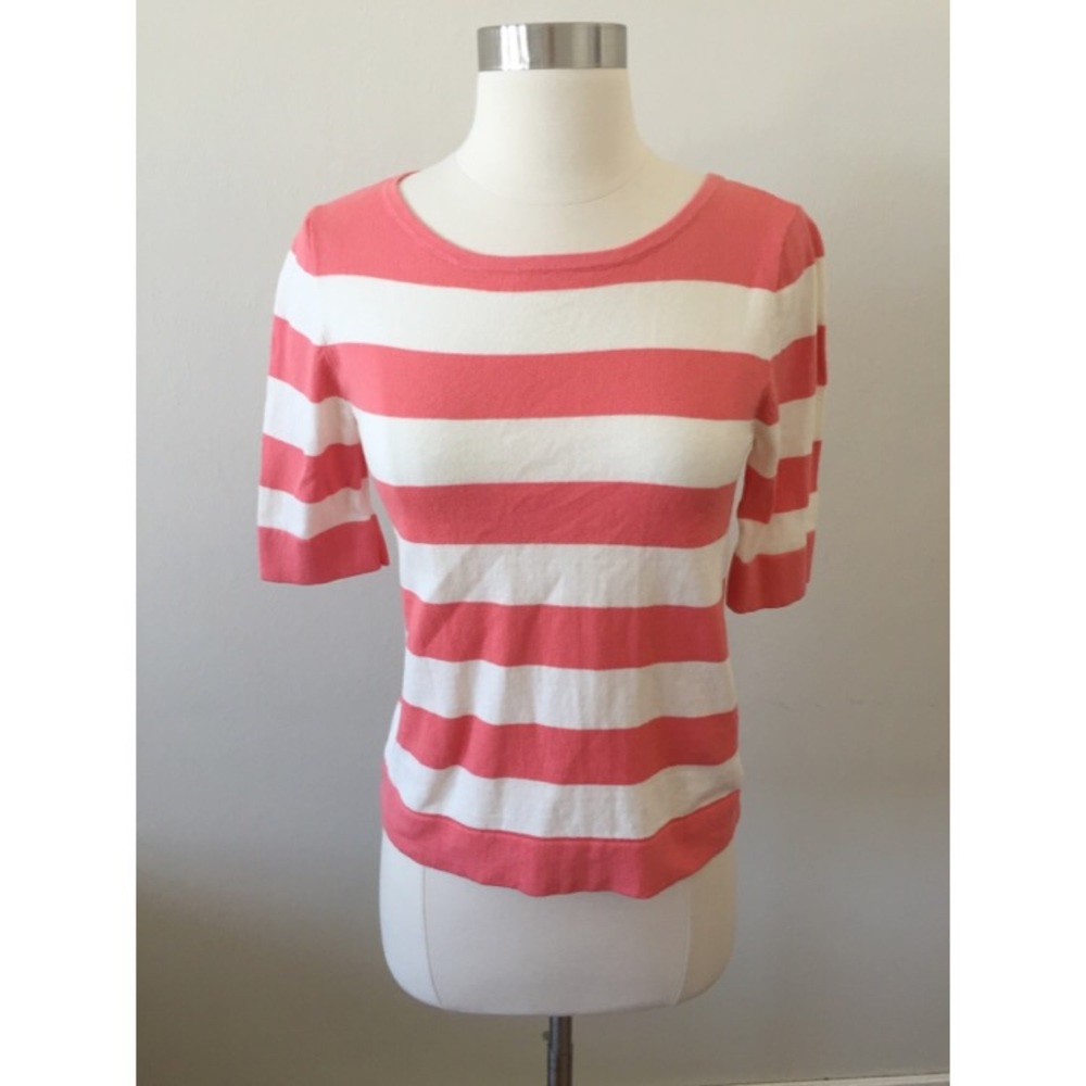 J.Crew Pink &White Striped Short sleeve cotton top
