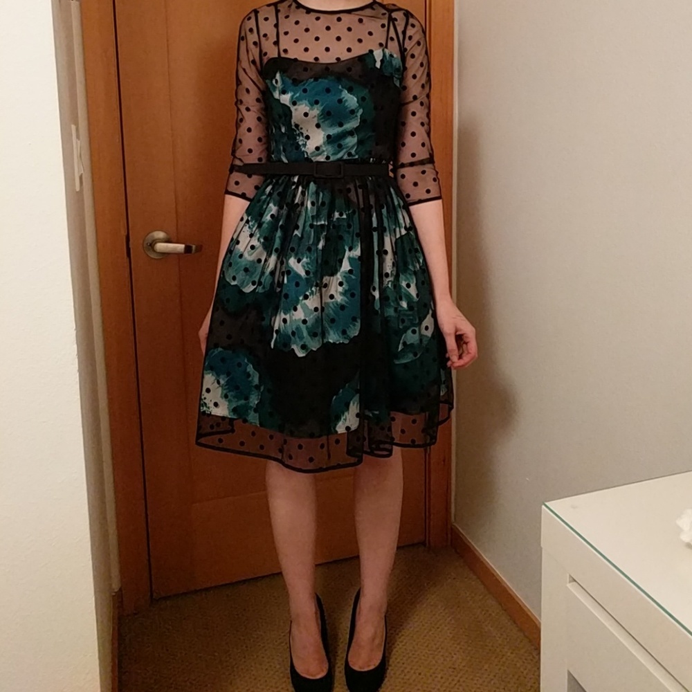 Floral white and green party dress