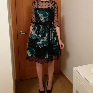 Floral white and green party dress