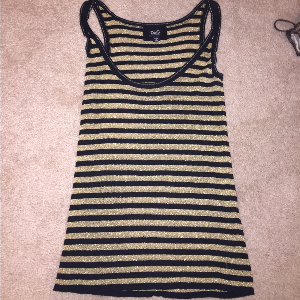 D&G dolce & gabanna gold and black striped tank