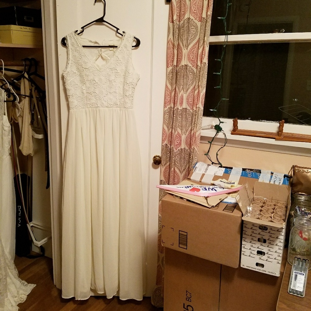 Long white wedding dress