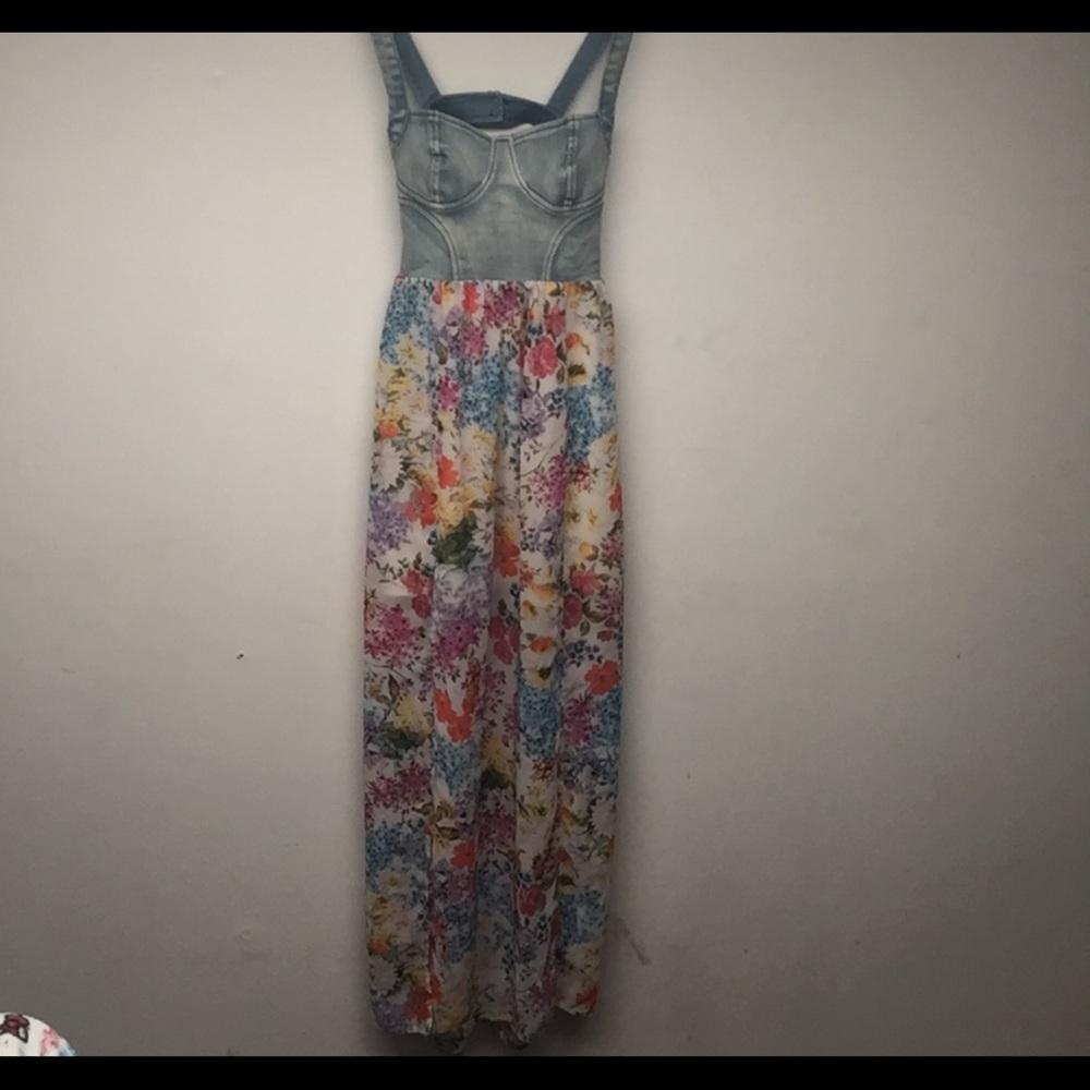 Jean and floral maxi dress