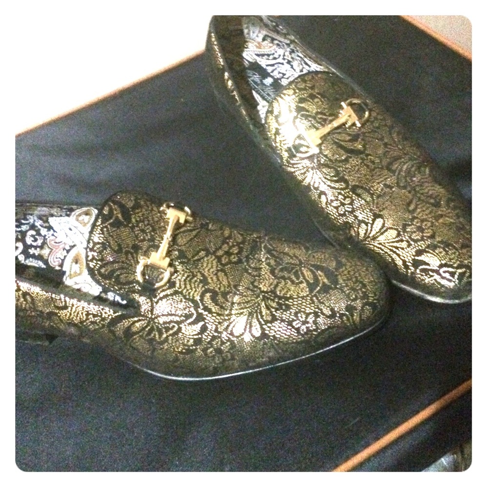 Gold/Black/Red Bottoms. All Man Made Material !