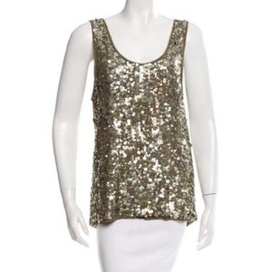 Alice + Olivia olive green sequin tank