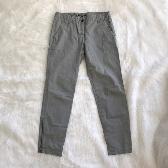 Theory Olive Green Tapered Zipper Ankle Pants - Picture 2 of 5