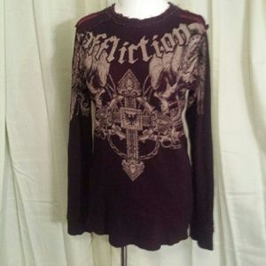Affliction Reversible Burgundy/Red Shirt