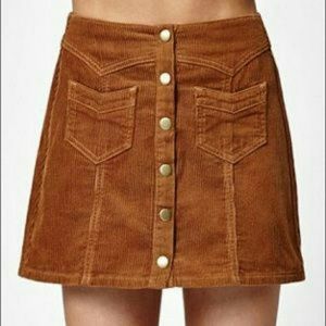 Kendall and Kylie Corduroy Button Up Skirt