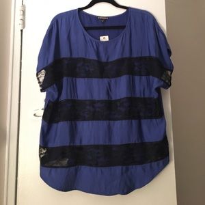 Blue and black lace top