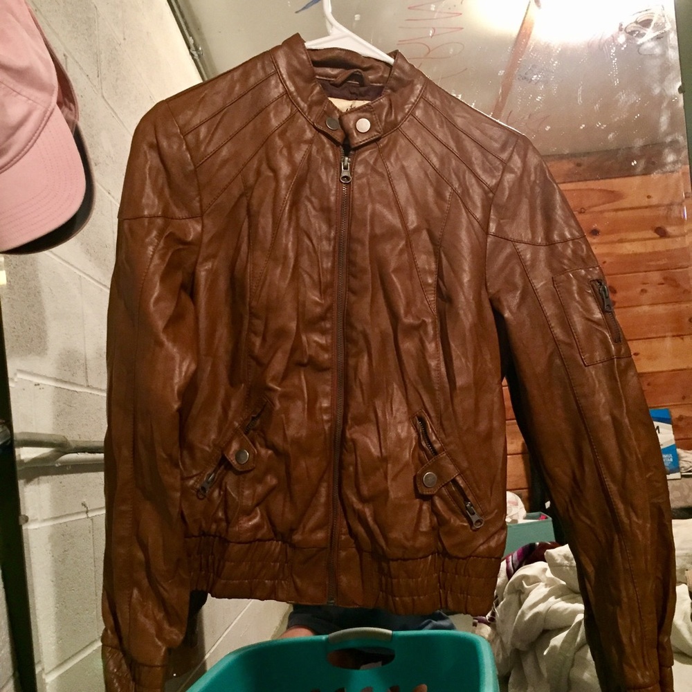 Brown leather jacket