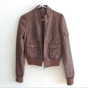 Cognoc brown zip up leather jacket Size Small